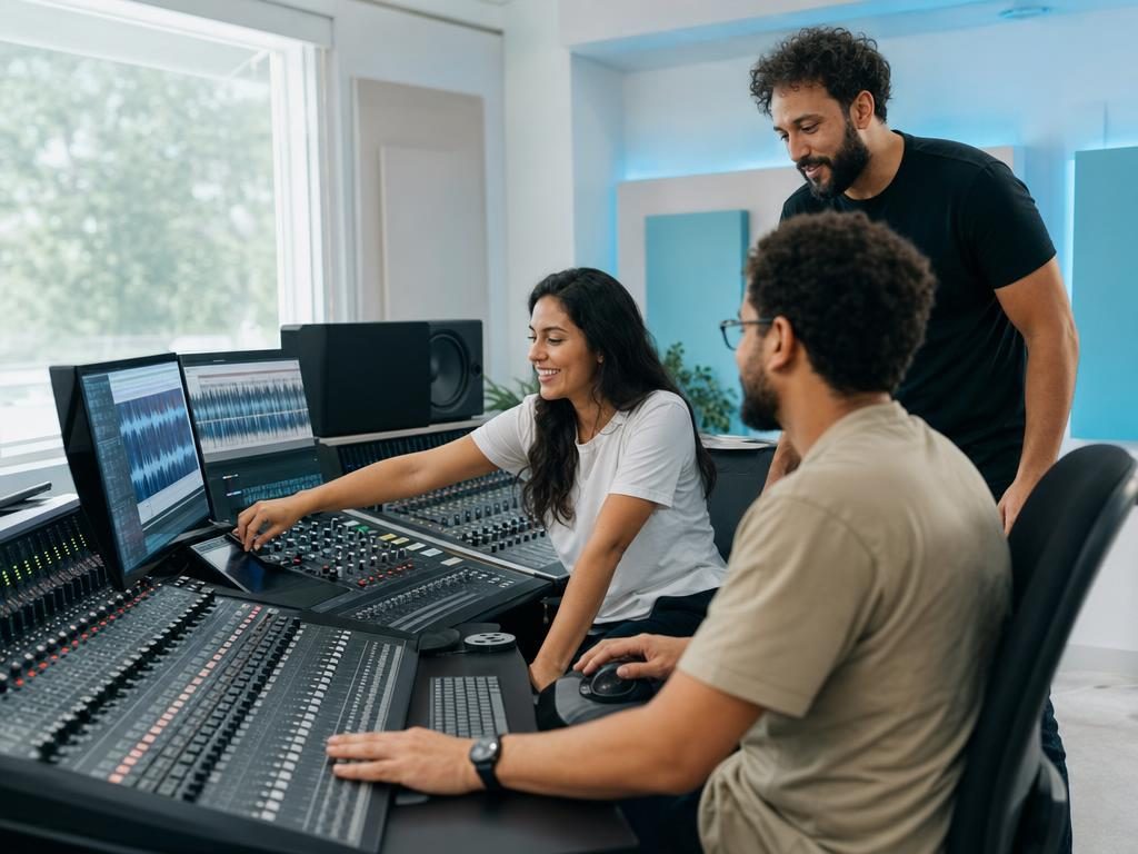 Equipe de produção da midiabrasil em estúdio